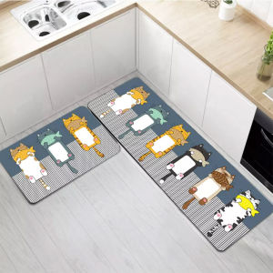 OEING 2Pc/set Anti Slip Kitchen Mat Bohemia Style Doormat Kitchen Rug Modern Living Room Balcony Bathroom Printed Carpet Geometric Pattern 40x60+40x120cm
