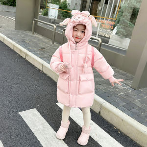 Christmas gifts Halloween Kawaii Anime Kuromi Sanrio Girls Cotton Coat Child Thicken Cotton Clothes Coat Melody Cartoon Jacket Overcoat Keep Warm Clothe