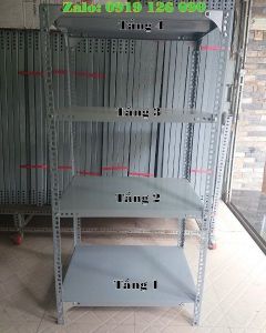 Kệ Thép V lỗ 4 Tầng -mã số: V40.20 (D120cm x R40cm x C120cm). Đầy đủ phụ kiện đi kèm để lắp thành kệ như hình mẫu