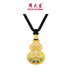 CTS 925 Silver ชุบทอง Enamel Ruyi จี้สร้อยคอน้ำเต้าวิธีที่ TAI SENG พัง S1PC1488