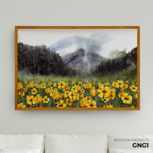 Wooden Projects Hiasan Dinding Frame Kayu Premium Wall Decor Pajangan Kamar Rumah Aesthetic Dekorasi Ruang Tamu Pemandangan Gunung - GNG