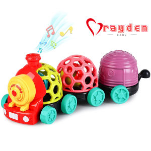 Muiscal Train Soft Rattles Baby Toys 6-12 Months Infant Push Go Ball Rattle Cars Early Development Grasp Sensory Toy Christmas Stocking Gifts 9 18 Month 1 2 Year Old Toddler Boy Girl