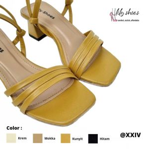 DALLEYA COLLECTION - Agnes Sandal Wanita Hak Chunky Warna Lilac Dan Olive by lily shoes