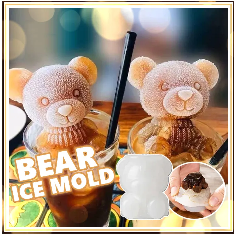 3D Little Bear Shape Silicone Mold Ice Cube Ice Maker Ice Cream Coffee Milk Tea Abrasive Cake Mould Creative DIY Tools Lazada