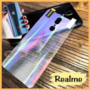 BACK SKIN AURORA FOR REALME C1 C12 C15 SAMPAI NARZO 20PRO ANTI GORES BELAKANG SKIN AURORA pelangi anti jamur anti kerak anti gores