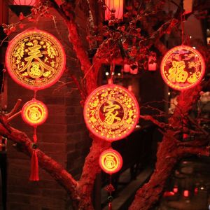 XYAX(XUNJIE) cny decoration 2023 新年 cny lantern 2023 灯笼新年2023 Spring Festival LED Glass Door Window Home Office Lighting Chinese New Year Festive Supplies for Hotel Home Decoration Hanging Lights Chinese Lantern Spring Festival Pendants