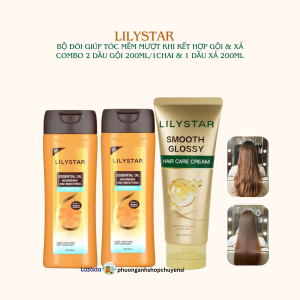 Combo Lilystar 2 Dầu Gội & 1 Dầu Xả 200ml/1chai Giúp Tóc Mềm Mượt
