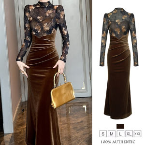 ZYHT Eravogue Womens Dresses Crushed Flower Dresses Velvet Dresses Fishtail Dresses Elegant Dresses Graduation Dresses Party Dresses Work Dresses Birthday Party Dresses 21076