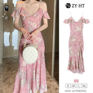 (Clearance Discount Sale) ZY.HT Womens dresses Pink Dress Wedding Dress Chiffon Dress Single Strap Dress Wedding Dress Korean Dress EraVogue 3940