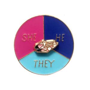 She They He Pronoun Brooch Pin Minimalist Rotation Pointer Pin Backpacks Lapel Pin Gender Identity Brooch Button