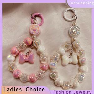 [COD] liuchuanbing Jewellery Điện Thoại Di Động Dây Buộc Ngắn Phong Cách Dây Đeo Cổ Tay Phụ Nữ Bow Knot Cầm Tay Chuỗi Mặt Dây Chuyền Dây Buộc Chống Mất Điện Thoại Quyến Rũ Dây Đeo