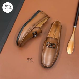 giày mọi da bò dập vân đế cao su khâu - giày mọi da nam
