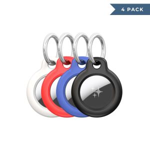DUX Secure Holder for AirTag with Keyring PC Keychain Smart Tracker Device 4 Pack
