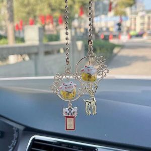 QIXING Cute Car Interior Car Accessories Hanging Ornament Auto Rearview Mirror Pendant Room Decoration Car Hanging Pendants Lucky Cat Pendants