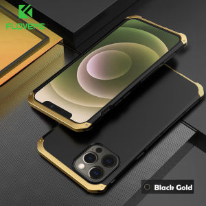 FLOVEME Luxury Armor Matte Phone Case For iPhone 13 12 Pro Max 13 12 Mini Aluminum Metal Frame+PC Anti-fall Shockproof Back Cover