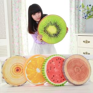 MODERNLUX Fruit Slice Print Fruit Pillow Round Simulation Seat Cushion Cute Stuffed Inner Throw Pillow Sofa Decor