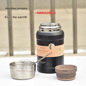 🔥Stok Sedia🔥Cawan Kelalang Terma Vakum Keluli Tahan Karat SUS304 Dengan Beg Penebat serta Sudu Keluli Tahan Karat 304