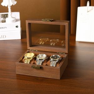 Wood Watch Storage Box 3 6 10 12 Slot Dust Proof Glass Cover Watch Box Organizer Watch Jewelry Box