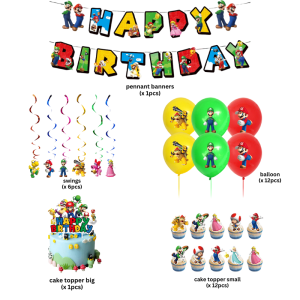Mario Party Supplies Set/Mario Theme Party Decoration/Event Kit/Birthday Ornament【Luckyhome】
