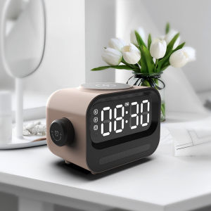 2024 New Multi functional Bluetooth Speaker Alarm Clock 3-in-1 Qi Wireless Charger