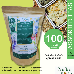 tea 100 teabags assorted loose leaf teas chamomile butterfly pea hibiscus lavender green tea spearmint individual sachet