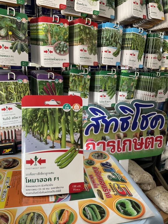 เมล็ดพันธุ์มะเขือยาวสีเขียวลูกผสม โทมาฮอค F1 ตราศรแดง