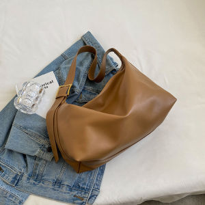 Cross-border large-capacity tote bag high-end commuter versatile shoulder bag vintage soft leather wide-strap crossbody bag for women