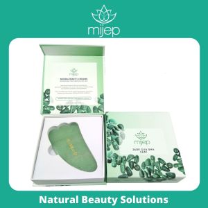 MIJEP Jade Gua Sha - Stunning Premium Quality Natural Jade Stone Facial GuaSha Face Massager Tools.