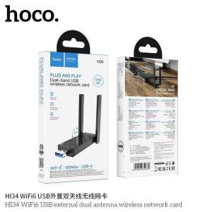Hoco HI34 ตัวรับสัญญาณไวไฟ WiFi6 USB WiFi 5G/2.4G ความเร็ว 600Mbps Wireless USB Adapter