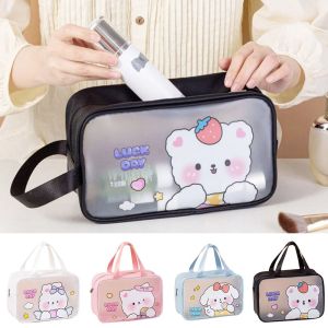 OKKFINE Transparent Cartoon Cosmetic Bag Large Capacity PVC Makeup Bag Portable Waterproof Toiletry Storage Bag