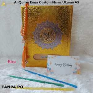 Alfareza - Al-Quran A5 Emas Free Tasbih Mutiara Quran Custom Nama SERTA BOX Exclusive Hadiah Istimewa Pernikahan Hampers Kado Ulang Tahun