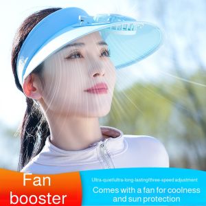Outdoor Women Rechargeable Fan Hat Hollow Top Sun Hat Large Brim Hat Portable Fan Hat