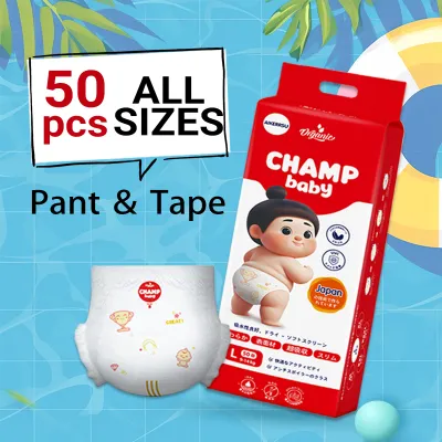 CHAMP Lampin Bayi – Seluar Lampin & Lampin Pakai Buang | Selesa Ringan Bernafas | Saiz M hingga XXXL | Penghantaran Pantas
