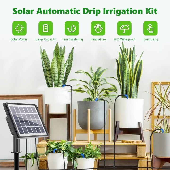 Solar Auto Drip Irrigation Kit System, Solar Powered Plants Watering ...