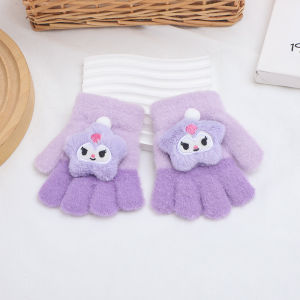 TUmama ถุงมือเสื้อถักไหมพรมสำหรับเด็กผู้ชายและเด็กผู้หญิงถุงมือลายหมีการ์ตูนน่ารัก
