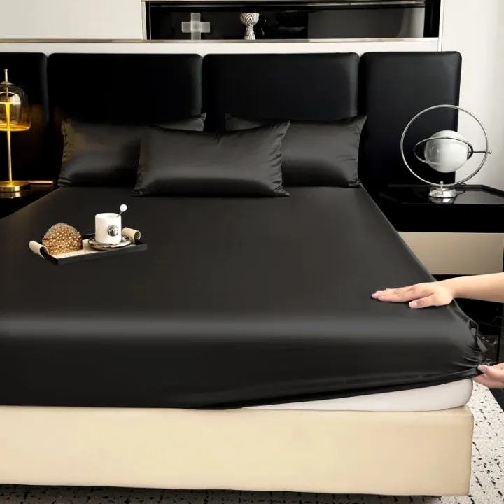 Dansunreve%203in1%20single%20set%20Ice%20Silk%20Bedsheet%20Cooling%20Washed%20Satin%20Sheets%20Bed%20Sheet%20Pillowcase%20Fully%20Garterized%20Fitted%20Sheet%20Single%20Queen%20King%20-%20Image%204