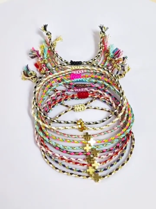 Multipurpose Bohemian Retro Styles Cotton Rope Crosses Bracelet Adjustable Multilayer Designs for Men and Women