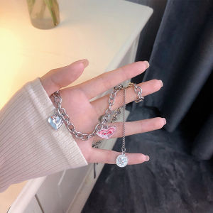 สร้อยคอลูกปัด ผู้หญิงสร้อยคอจี้ดอกไม้สีสันไม่สม่ำเสมอ จี้ดอกไม้ สไตล์ y2k แฟชั่น ของขวัญเครื่องประดับ MIMOON