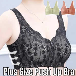 Front Closure Anti-Sagging Seamless Bra For Woman Anti-Sagging Ush-Up Bra Front Button Lace Underwear Non-Wired Comfort Bra