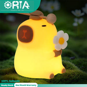 ORIA LED Night Light 7 Colors Rechargeable Capybara Night Lamp Timer Function Touch Control Bedside Lamp Adjustable Brightness BPA-Free Soft Silicone Table Lamp