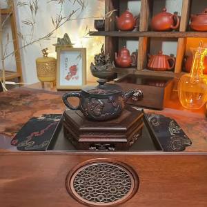 Kirilgu Dharma Purple Pottery Vintage Handmad Teapot Ceramic Carve Kung Fu Teapot Single Teapot Puer Tea Making Tea Sets Tea Pot 4P7H5