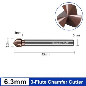 MADEWITH 1Pcs M35 Cobalt Chamfer Countersink Drill Bit 3 Flutes High Speed Steel Chamfering Cutter  Stainless Steel Reaming Cutter for Metalworking CNC Woodworking Machine Tools