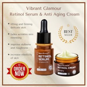 VIBRANT GLAMOUR FDA Retinol Set Face Cream+Facial Serum VA Anti Aging Whitening Renewing Skin Reduce Fine Lines Wrinkles Fading