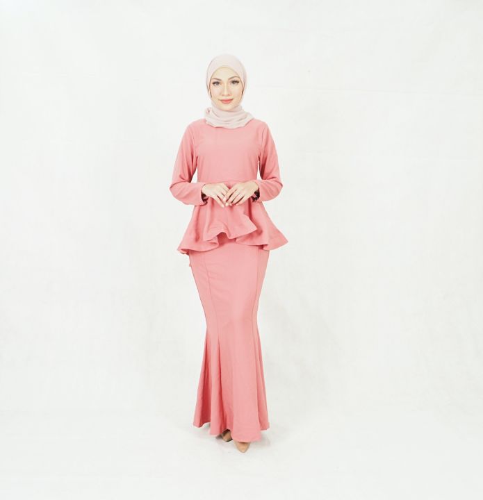 Baju kurung Nafiyah Peplum Fishtail Plain Women Dress- Ironless/Ready  Stock/Baju Raya/Nikah/Tunang/Bridesmaid/Muslimah (PLUS SIZE) | Lazada