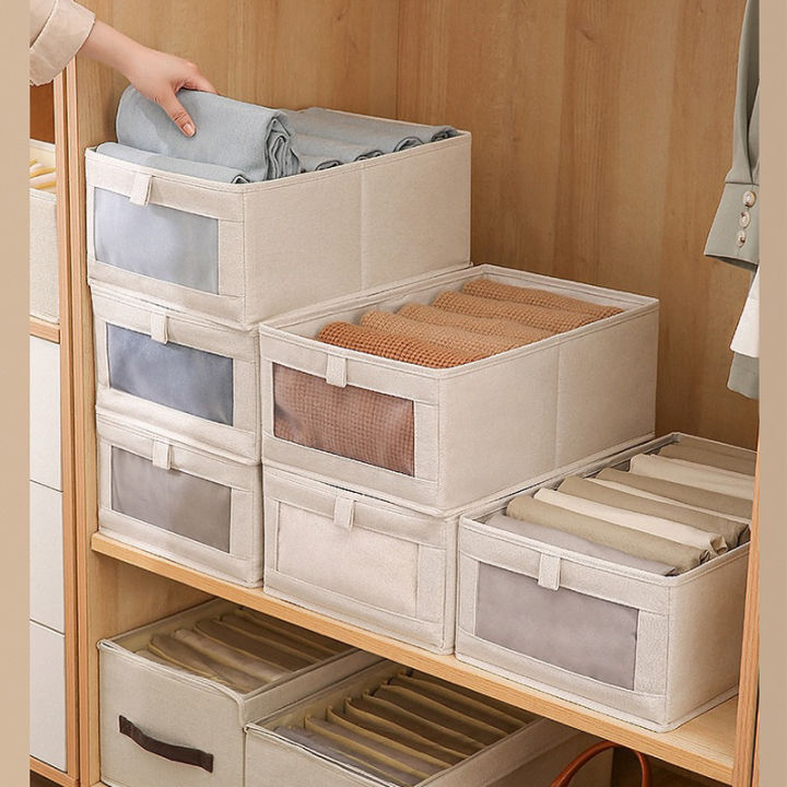 收纳神器🔥衣橱收纳盒Window Cotton Linen Storage Box Wardrobe Storage And Sorting ...
