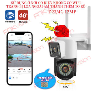 [FNKvision] Camera năng lượng mặt trời 4G Yoosee 2 mắt 12MP D38Z/4G  xoay chuyển quan sát 360 độ bảo hành 12 tháng