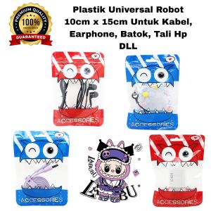 (10pc) Plastik Robot Universal Plastik Klip / Plastik packing Premium / Ziplock Ukuran 10cmX15cm Compatible Untuk Kabel Data Earphone Dll