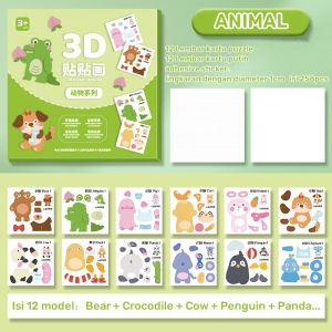 Children sticker toys mainan puzzle sticker DIY sticker project set sticker 3D mainan sticker anak girl dress up sticker project