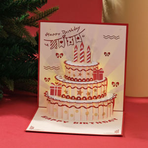 Sweet Home.my Pop Up Birthday Card 3d Cake Musical Led Light Handmade Paper Greeting Card Party Celebration Gift