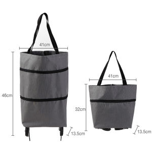 กระเป๋าช้อปปิ้ง กระเป่าล้อลากจ่ายตลาด รถเข็นพับได้ 2 in 1 มีล้อลาก ใช้จ่ายตลาด shopping